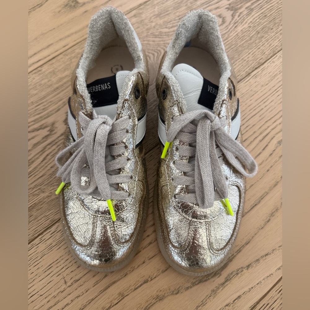NEW GOLD VERBENAS SUEDE LEATHER SNEAKER 37 Spain European - Picture 2 of 5